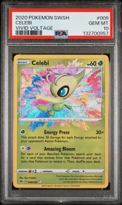 2020 POKEMON SWORD & SHIELD VIVID VOLTAGE #009 CELEBI PSA 10 - Image 1