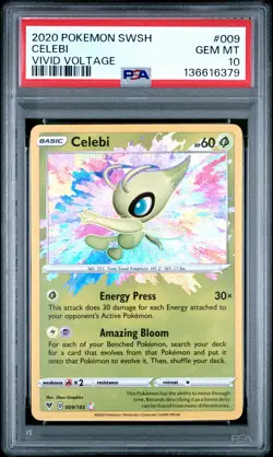 2020 POKEMON SWORD & SHIELD VIVID VOLTAGE #009 CELEBI PSA 10 - Image 1