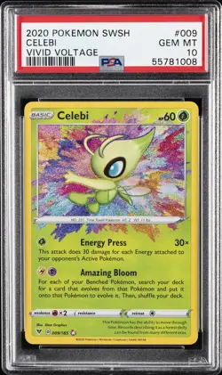 2020 POKEMON SWORD & SHIELD VIVID VOLTAGE #009 CELEBI PSA 10 - Image 1