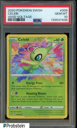 2020 Pokemon SWSH Vivid Voltage #009 Celebi PSA 10 GEM MINT - Image 1
