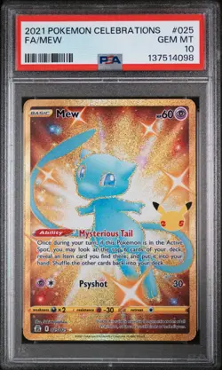 Pokemon 2021 Celebrations #025 FA/MEW Gold Gem Mint PSA 10 - Image 1