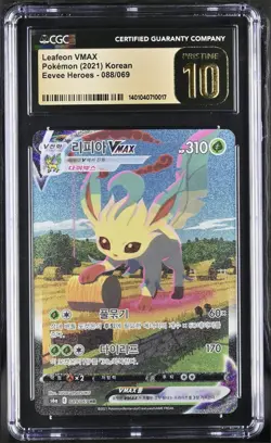 🇰🇷 2021 POKEMON KOREAN EEVEE HEROES LEAFEON VMAX Alt art 089 - CGC Pristine 10 - Image 1