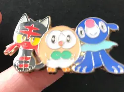 Alolan Starters Popplio Litten Rowlett Pokemon Pin Badge Metal Shiny 2016 RARE - Image 3