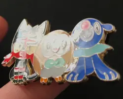 Alolan Starters Popplio Litten Rowlett Pokemon Pin Badge Metal Shiny 2016 RARE - Image 4