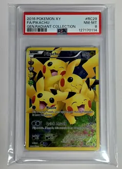 Pokemon TCG 2016 Pikachu RC29/RC32 XY Generations Radiant Collection PSA NM-MT 8 - Image 1