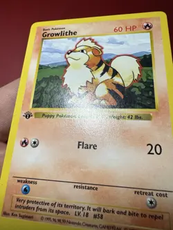 Growlithe 28/102 Shadowless 1st Edition Base Set Pokemon Card LP No Creases - Image 5