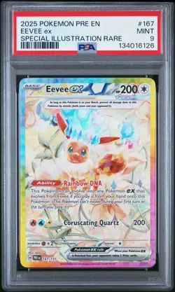 2025 POKEMON PRE EN-PRISMATIC EVOLUTIONS #167/131 EEVEE EX - PSA 9 MINT - Image 1