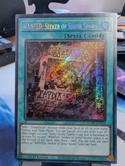 YuGiOh! WANTED: Seeker of Sinful Spoils AGOV-EN054 Secret Rare 1st Ed - Image 1