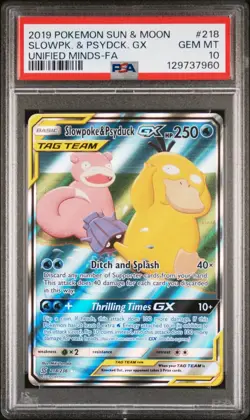 PSA 10 SM Unified Minds Slowpoke & Psyduck GX 218/236 Alt Art *7960 Pokemon - Image 1