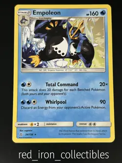 Empoleon 34/156 Rare Ultra Prism Sun & Moon Pokemon Card 2018 - Image 1