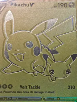 Pikachu V SWSH145 Gold Promo Pokemon Card - Texture Shift with Miscut - Image 3