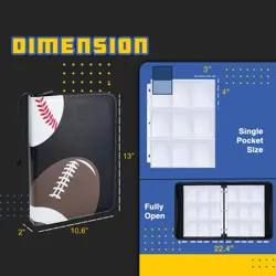 Football Card Binder, 9 Pocket Sports Card Binder, 720 Double Sided Pocket Wa... - Image 3