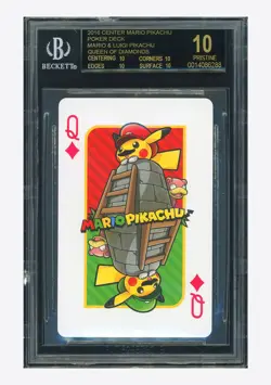 Pokemon BGS10 BLACK LABEL Queen Of Diamonds 2016 Mario Pikachu Playing Cards JPN - Image 1