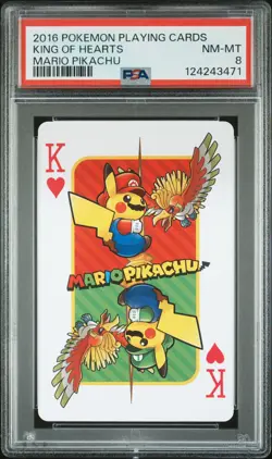 2016 POKEMON PLAYING CARDS MARIO PIKACHU KING OF HEARTS PSA 8 - Image 1