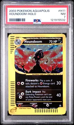2003 POKEMON AQUAPOLIS #H11 HOUNDOOM-HOLO PSA 7 - Image 1