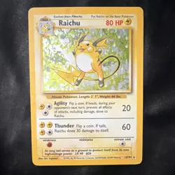 Pokemon Raichu Base Set 14/102 Holo Rare 80 HP 1999 Wizards Copyright TCG Card - Image 1
