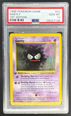 29027108 Gastly 1999 Pokemon 1st Edition #50 PSA 10 - Image 1