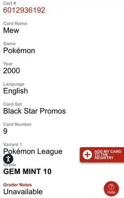 Pokemon 2000 Black Star Mew Promo CGC 10 Gem Mint - Image 5
