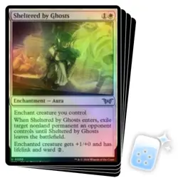 FOIL SHELTERED BY GHOSTS X4 Duskmourn: House Of Horror DSK Magic MTG MINT CARD - Image 1