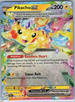 Pikachu ex - 057/191 SV08: Surging Sparks - Pokemon Card - NM - Image 1