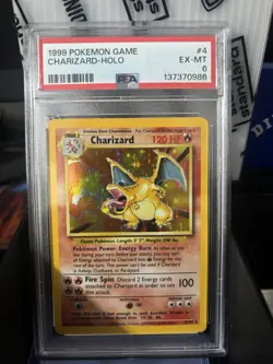 Pokemon TCG Base Set Charizard 4/102 Holo Rare 1999 Unlimited Vintage Card PSA 6 - Image 1