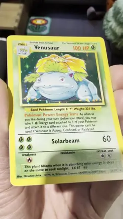 Pokemon TCG Venusaur 15/102 Base Set Holo Unlimited Holo Rare LP - Image 2