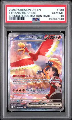 2025 POKEMON DRI EN-DESTINED RIVALS #230 ETHAN'S HO-OH EX PSA 10 - Image 1