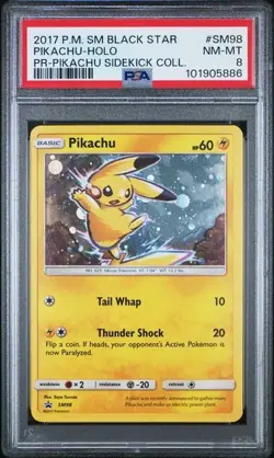 2017 Pokemon Black Star Promo Pikachu Sidekick Collection Holo #SM98 PSA 8 - Image 1
