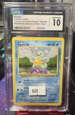 CGC 10 Squirtle 001/034 Trading Card Game Classic English Pokemon Card - Image 1