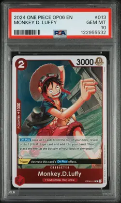 Monkey D. Luffy PSA 10 Gem Mint 2024 One Piece OP06 EN #013 Foil OP06-013 - Image 1