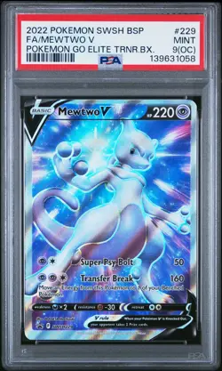 2022 POKEMON SWSH BLACK STAR PROMO #229 FULL ART/MEWTWO V PSA 9 OC - Image 1