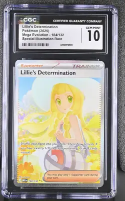 CGC 10 - Lillie's Determination 184/132 SIR Pokemon Mega Evolution Base Gem Mint - Image 1