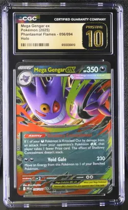 CGC 10 Pristine - Mega Gengar ex 056/094 Double Rare - Pokemon Phantasmal Flames - Image 1