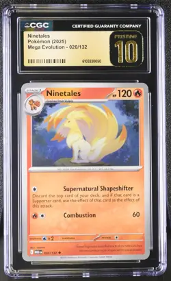 CGC 10 Pristine - Ninetales 020/132 Uncommon - Pokemon Mega Evolution Base Set - Image 1