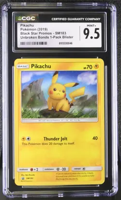 CGC 9.5 - Pikachu SM183 Holo Black Star Promo Pokemon Sun & Moon 2019 Kusube Art - Image 1
