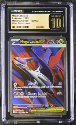 CGC 10 Pristine - Mega Latias ex 163/132 Ultra Rare Pokemon Mega Evolution Base - Image 1