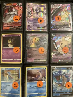 Lot of 9 Pokemon Cards Authentic ~ Lapras Mimikyu Mewtwo Volcarona - Image 1