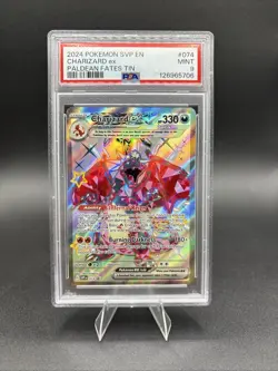 2024 POKEMON SVP EN-SV BLACK STAR PROMO PALDEAN FATES TIN CHARIZARD EX PSA 9 - Image 1
