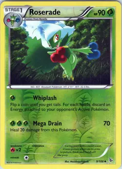 Roserade 9/106 Uncommon - Pokemon TCG XY: Flashfire - Reverse Holo (NM) - Image 1