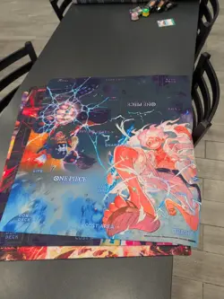 One Piece Gear 5 Luffy Blackbeard 2 Player Playmat Promotional Item - Image 1