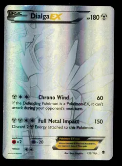 2014 POKEMON XY PHANTOM FORCES DIALGA EX 122/119 SILVER SECRET RARE LP SCRATCHES - Image 1