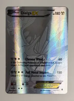 2014 POKEMON XY PHANTOM FORCES DIALGA EX 122/119 SILVER SECRET RARE LP SCRATCHES - Image 3