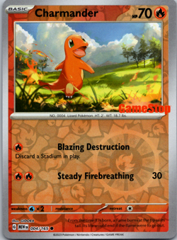 Charmander - 004/165 Gamestop Reverse Holo Stamped Promo Pokemon - NM/MINT - Image 1