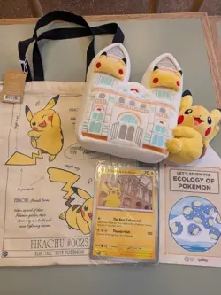 Pokemon x Natural History Museum Jumbo Promo Card Plush Ecology Book Tote Bundle - Image 1