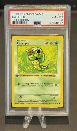 1999 Pokemon Game Base 1st Edition English Card - PSA 8 - Caterpie #45/102 - Image 1