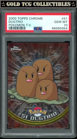 PSA 10 ⭐ Pokemon Dugtrio 51 Chrome Topps Holo Foil TV 2000 Graded Card - Image 1