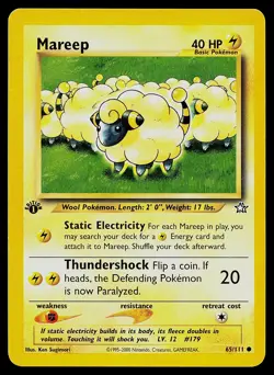 Pokemon Card Mareep 65/111 Neo Genesis 1st Edition - Image 1