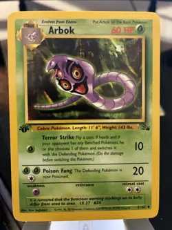 1st Edition Arbok - Fossil - #31/62 - Vintage Pokemon Card 1999 WOTC - Image 1