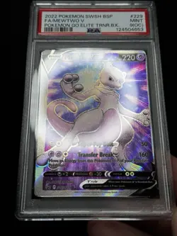 PSA 9 OC Pokemon Mewtwo V SWSH229 Pokemon GO Promo MISCUT ERROR + Alignment Dot! - Image 3