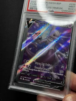 PSA 9 OC Pokemon Mewtwo V SWSH229 Pokemon GO Promo MISCUT ERROR + Alignment Dot! - Image 4